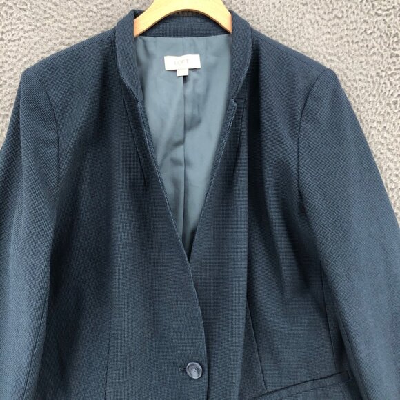 LOFT Blazer Womens 12 Navy Button Up Pockets Office Career Formal Jacket Work - Picture 2 of 9